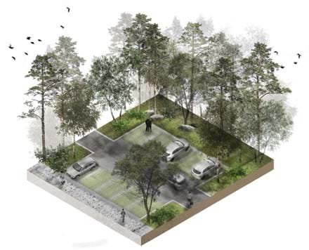 Illustration af skovparkering